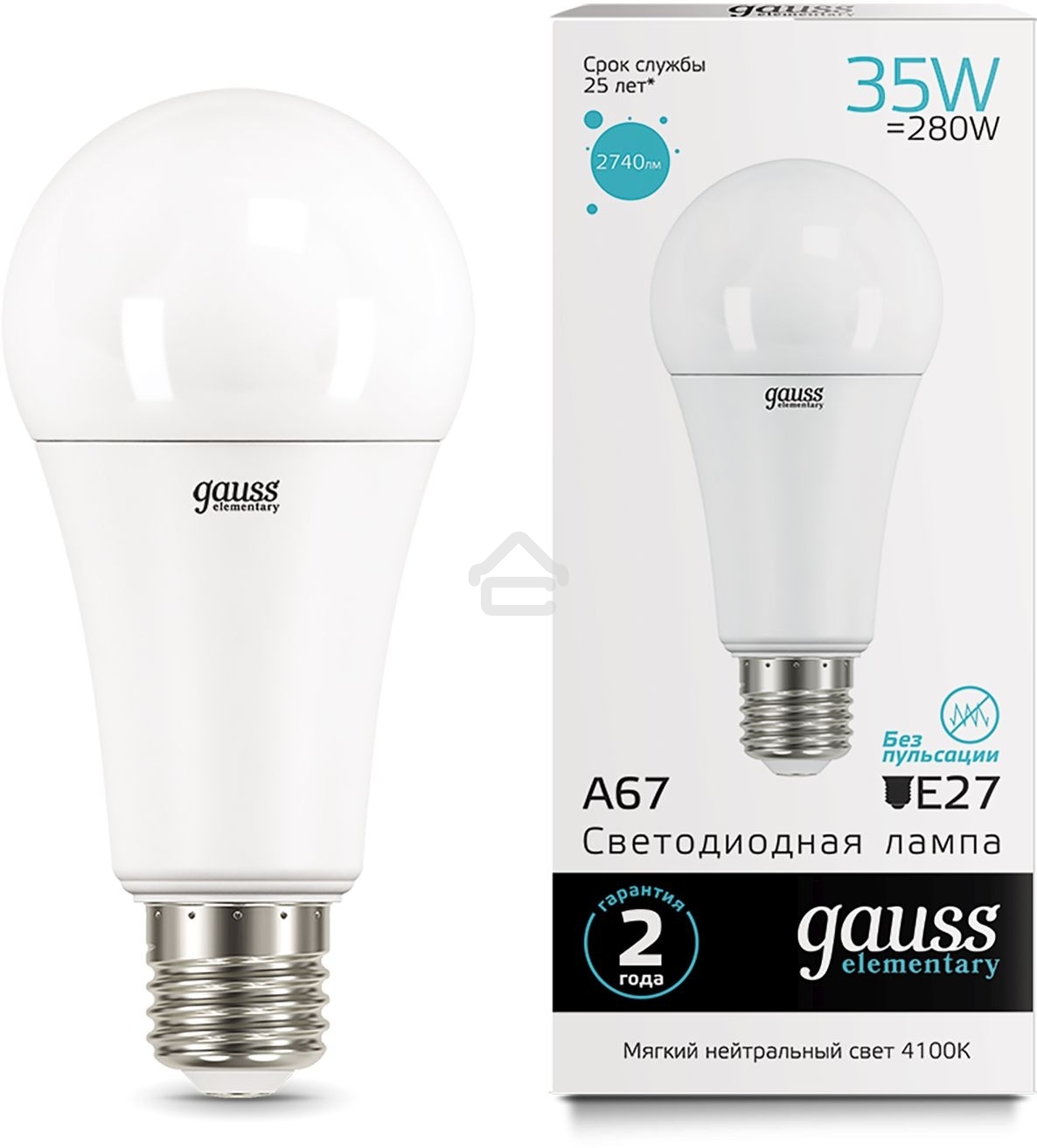 Лампа светодиодная LED Gauss Elementary A67 35Вт E27 4100К