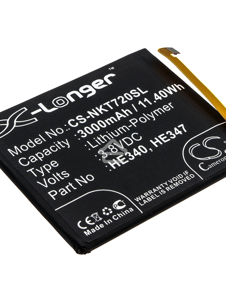 Аккумулятор CameronSinoCS-NKT720SL HE340 HE347 для Nokia 7.1, TA-10413.8V / 3000mAh / 11.40Wh