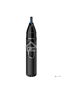 Триммер Philips для носа и ушей, черный, корпус - пластик, 3 насадки-гребня, насадка - триммер, щеточка для очистки, мягкий чехол, батарейка