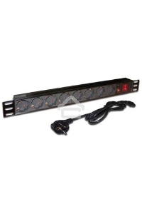 Блок распределения питания Lanmaster TWT-PDU19-10A8P-3.0 гор.размещ. 8xSchuko базовые 10A Schuko 3м