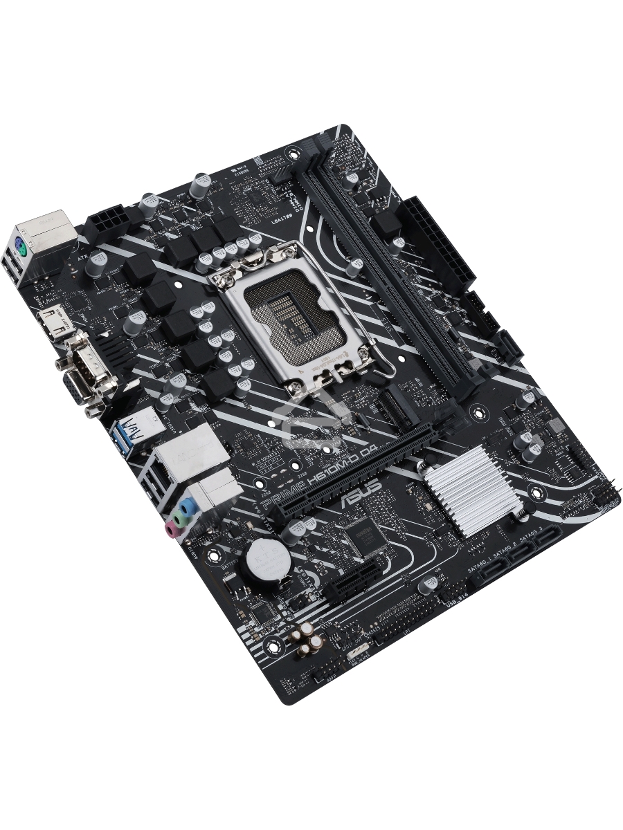 Материнская плата ASUS PRIME H610M-D D4, LGA 1700, Intel H610, 2xDDR4, 4xSATA, 1xM.2, 1xPCIe 4.0 x16, 1xPCI, 1xHDMI, 1xVGA, 1x 1Gb LAN, 2xUSB-A 2.0, 2xUSB-A 3.2 Gen 1, 3x3.5 мм, 7.1, mATX