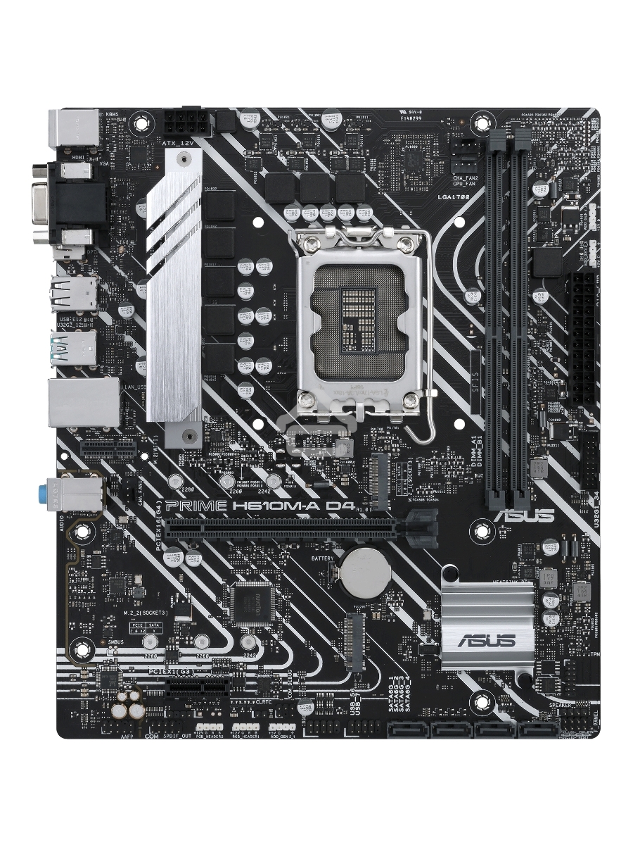 Материнская плата ASUS PRIME H610M-A D4-CSM, LGA 1700, Intel H610, 2xDDR4, 4xSATA, 2xM.2, 1xPCIe 4.0 x16, 1xPCIe x1, 1xDP, 1xD-Sub, 1xHDMI, 1x 1Gb LAN, 4xUSB-A 2.0, 2xUSB-A 3.2 Gen 1, 7.1, mATX