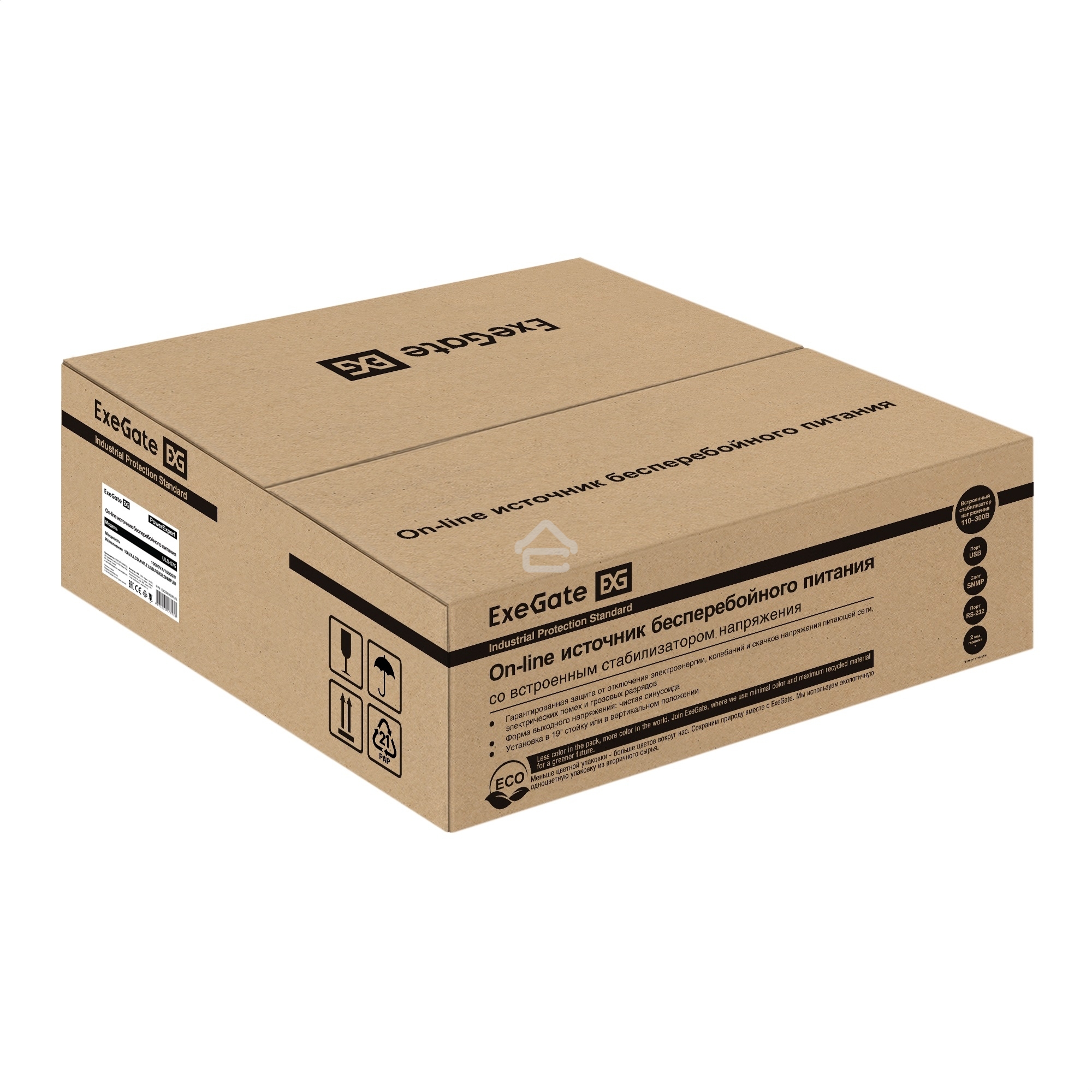 Источник бесперебойного питания On-line ExeGate PowerExpert ULS-575-10kVA.LCD.AVR.T.USB.RS232.SNMP.2U 10000VA/10000W, On-Line, PF=1, LCD, клеммы, RS232, USB, SNMP-slot, EPO, батареи внешние 192В/240В суммарной емкостью до 400Ah, Rackmount 2U/Tower, металл