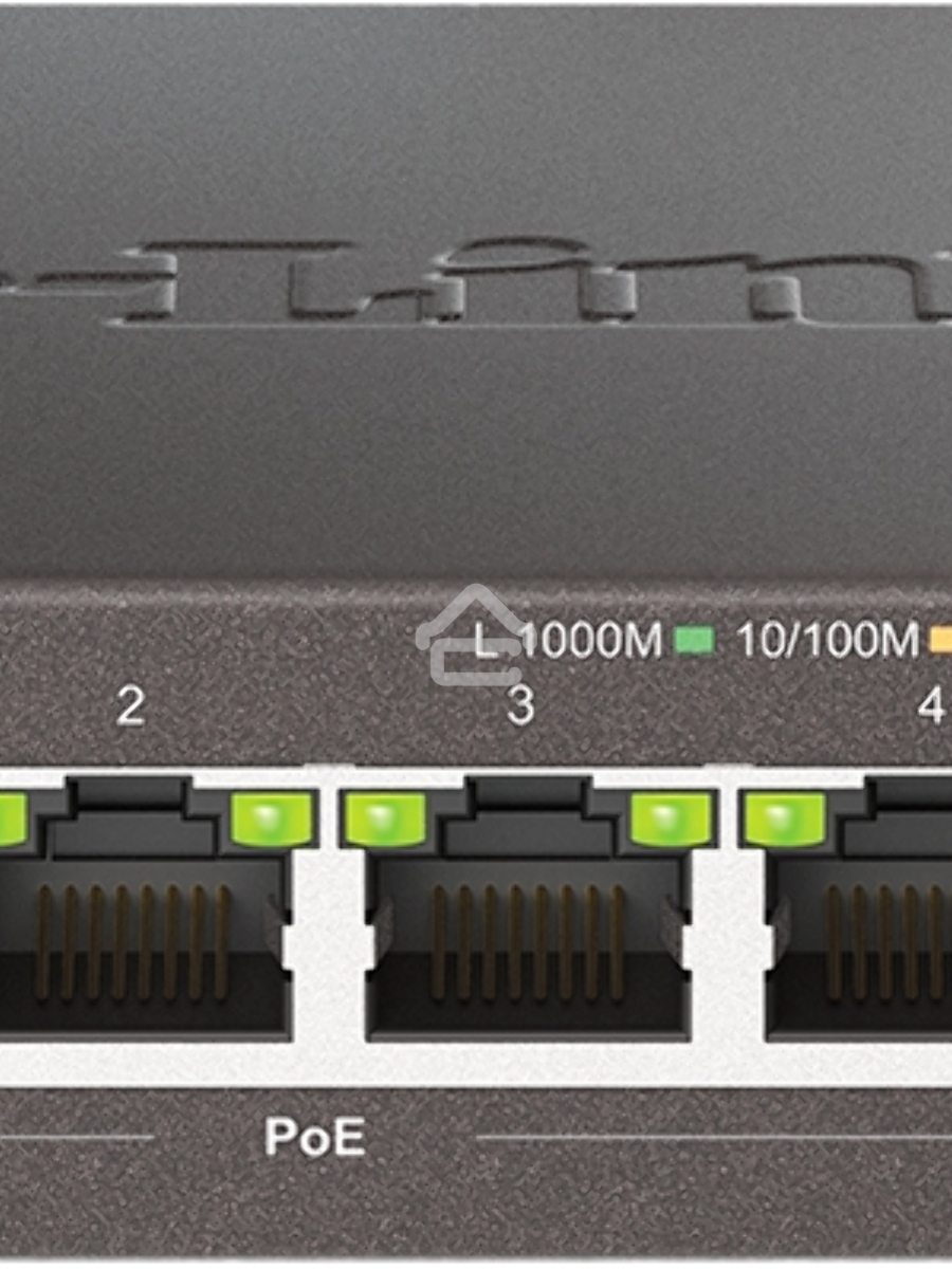 Неуправляемый коммутатор D-Link DGS-1005P/B3A с 5 портами 10/100/1000Base-T (4 порта PoE 802.3af/at, PoE-бюджет 60 Вт)
