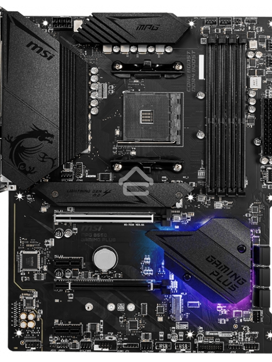 Материнская плата MSI MPG B550 GAMING PLUS, AM4, AMD B550, 4xDDR4, 6xSATA, 2xM.2, 1xPCI-E 4.0 x16, 1xPCI-E 3.0 x4, 2xPCI-E x1, 1xHDMI, 1xDP, 1x 1Gb LAN, 4xUSB-A 2.0, 2xUSB-A 3.2 Gen 1, 1xUSB-A 3.2 Gen 2, 1xUSB-C 3.2 Gen 2, 5x3.5 мм, 7.1, ATX