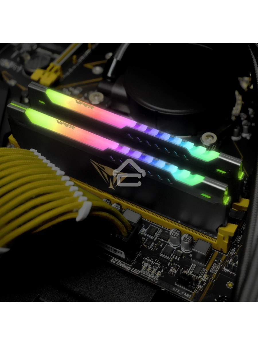 Оперативная память Patriot Viper Steel, DDR4, 8GB (1x8GB), 3200MHz, CL18, DIMM, с радиатором, RGB, черный