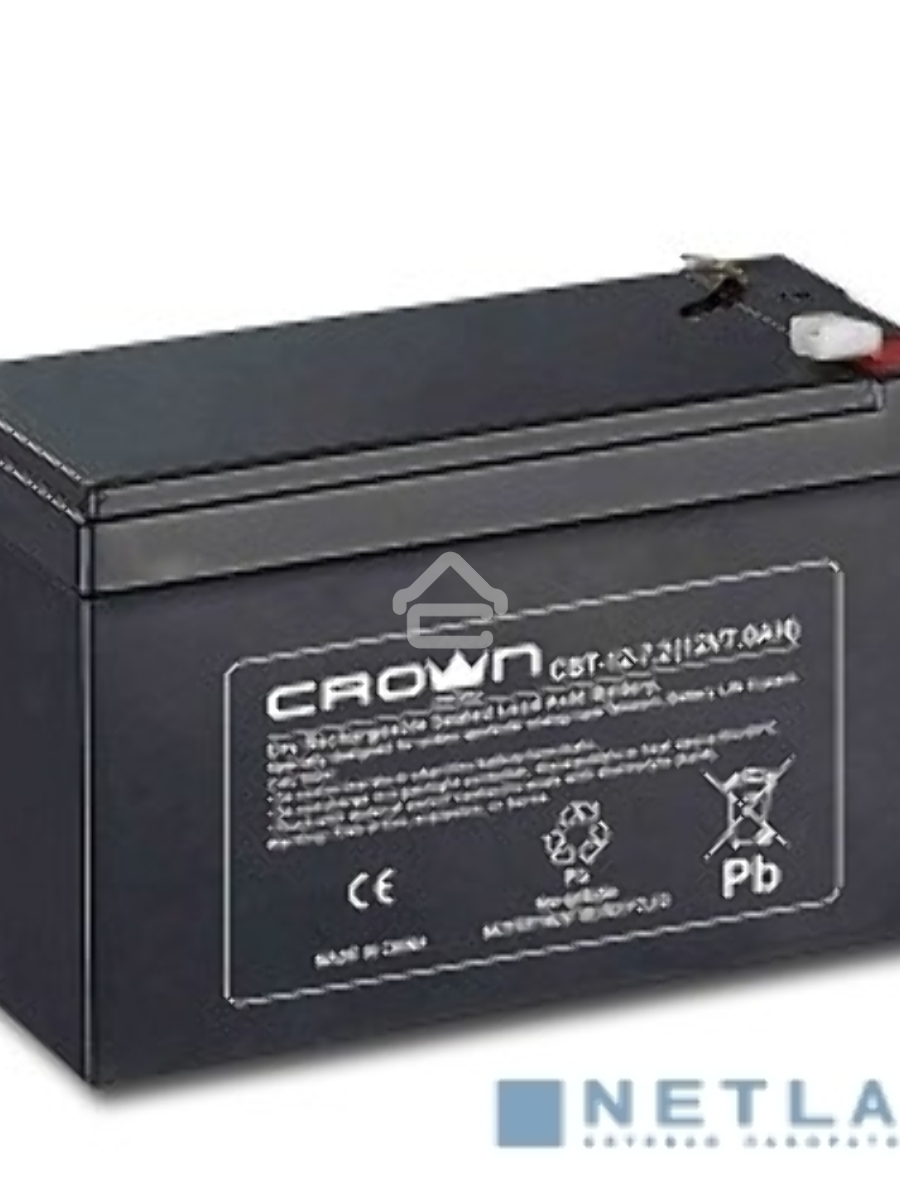 Батарея CROWN CBT-12-7.2 (напряжение 12В, емкость 7.2 А/Ч, разм 151х65х100 мм, вес 2,1 кг, тип клеммы - F2, 5 лет)