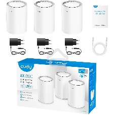 Бесшовный Mesh роутер Cudy M1800(3-Pack) AX1800 10/100/1000BASE-TX белый (упак.:3шт)