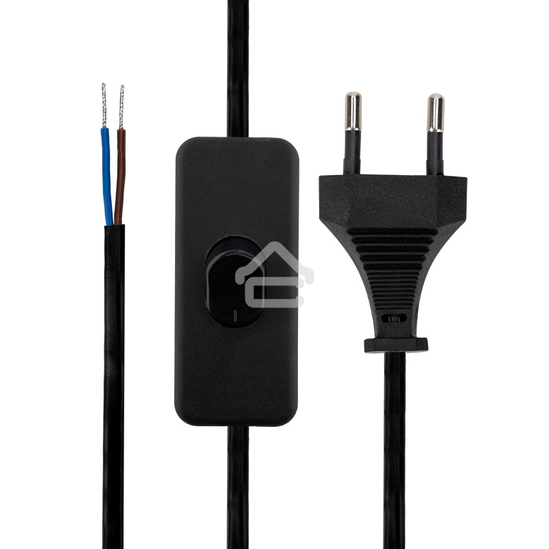 Сетевой шнур с выключателем Rexant 2х0,75 мм², 1,8 м черный