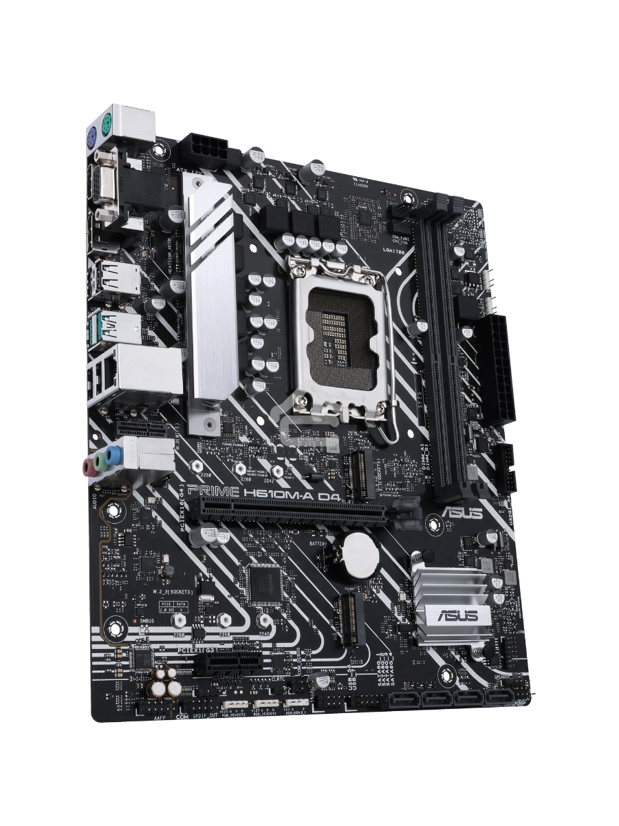 Материнская плата ASUS PRIME H610M-A D4-CSM, LGA 1700, Intel H610, 2xDDR4, 4xSATA, 2xM.2, 1xPCIe 4.0 x16, 1xPCIe x1, 1xDP, 1xD-Sub, 1xHDMI, 1x 1Gb LAN, 4xUSB-A 2.0, 2xUSB-A 3.2 Gen 1, 7.1, mATX