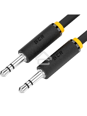 Кабель 1.5m аудио jack 3,5mm/jack 3,5mm черный, желтая окантовка, ультрагибкий, M/M, Premium, экран, стерео, GCR-53814