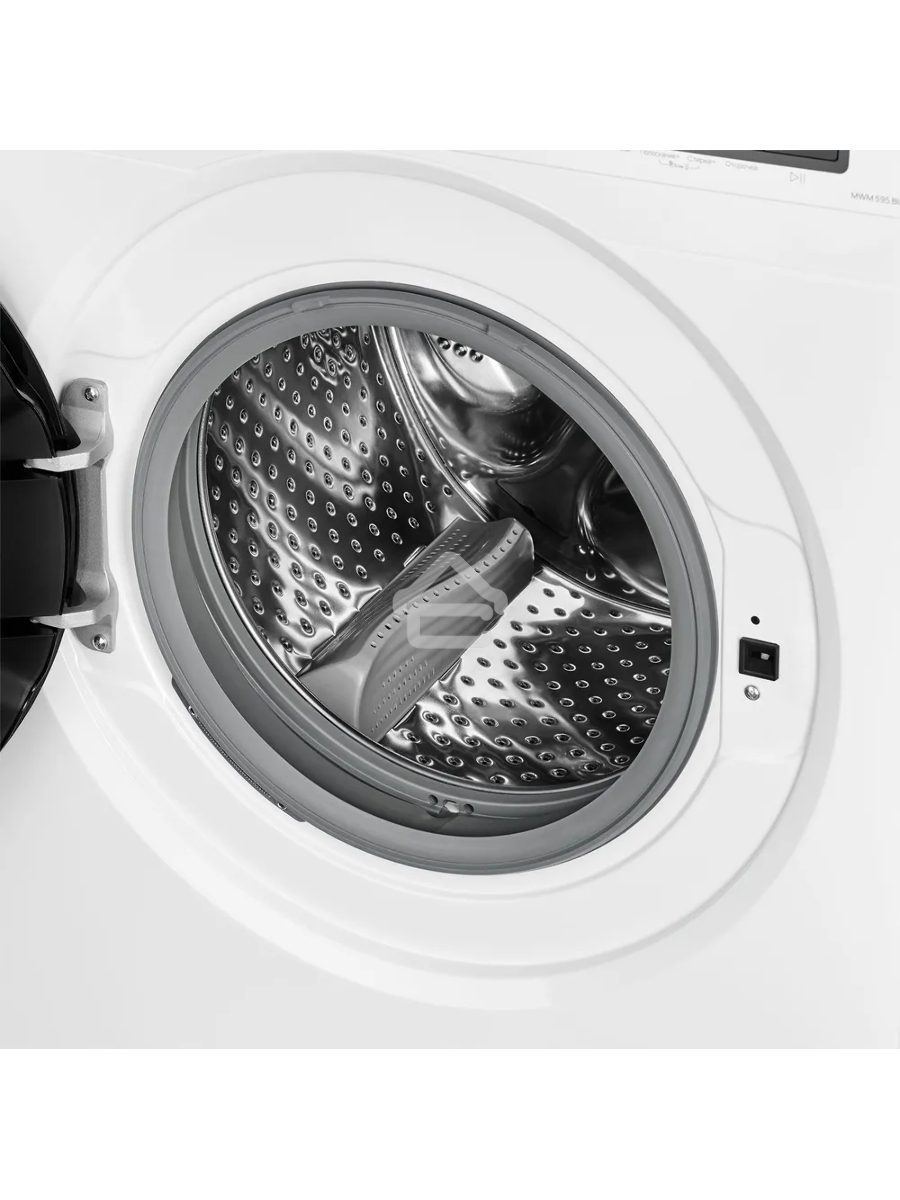 Стиральная машина MONSHER MWM 595 Blanc, High-Tech, загрузка 12 кг, 15 программ, 1400 об/мин. кнопочное/механическое управление, инверторный двигатель, отложенный старт, самодиагностика, блокировка от детей, энергоэффективность А+++, цвет белый