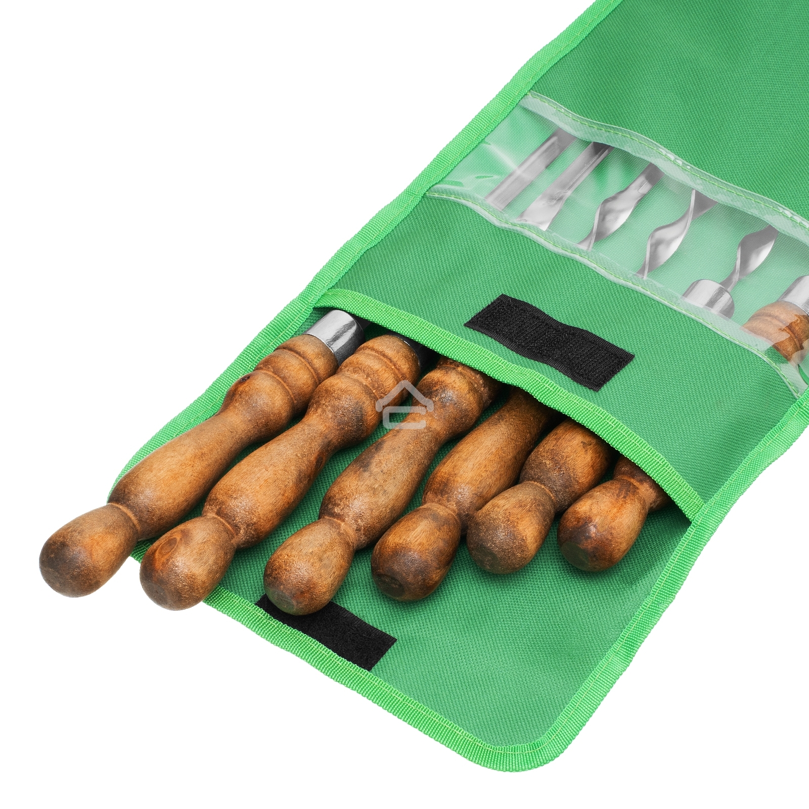 Набор шампуров угловых Palisad 650 мм, с деревянной рукояткой, в чехле, 6 шт., Camping