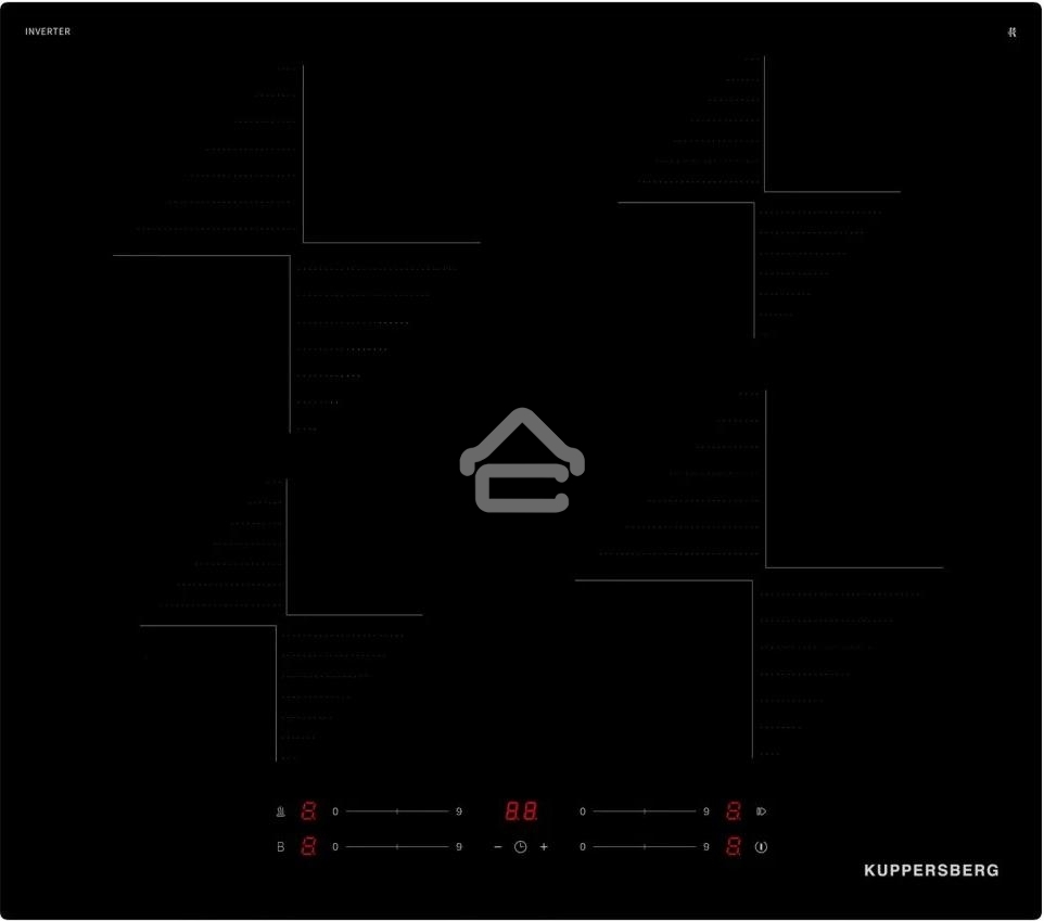 Индукционная варочная панель Kuppersberg ICI 606, 60 см, индукция, High-Tech, inverter, прямой край, 9 уровней мощности, бустер, Stop and Go, автоматическое отключение, таймер, индикатор остаточного тепла, сенсорное управление, черный