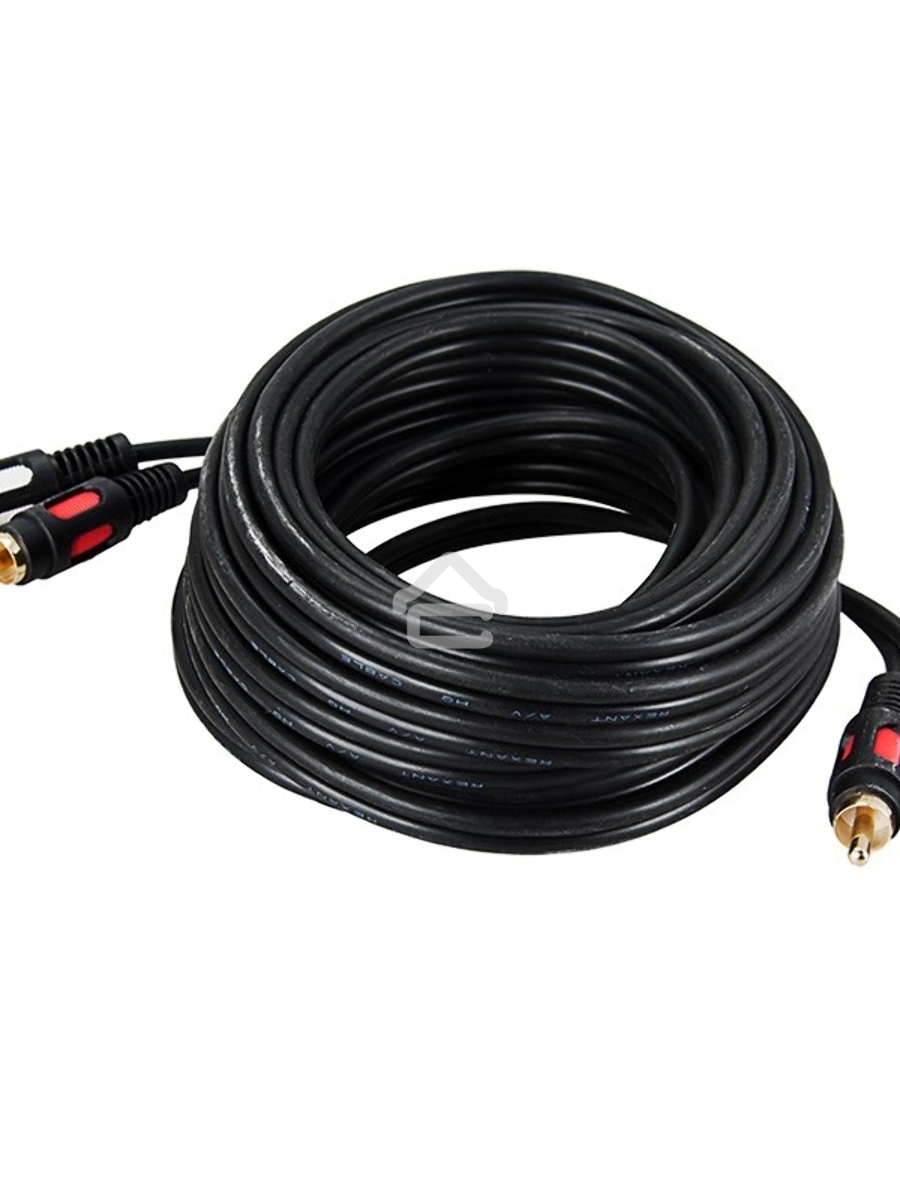 Шнур 2 RCA - 2 RCA, длина 5 метров, черный (GOLD) Rexant