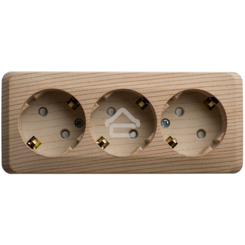 Розетка 3-м ОП Этюд 16А 250В защ. шторки с заземл. сосна SchE PA16-012D