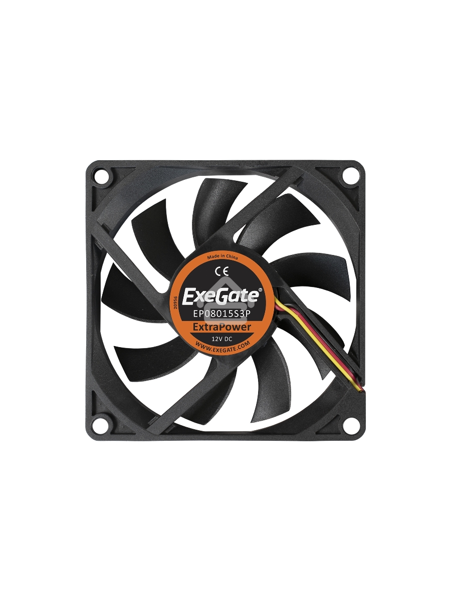 Вентилятор для корпуса ExeGate ExtraPower EP08015S3P черный, 80 мм, 2500 об/мин, 25.5 дБ, 3 pin