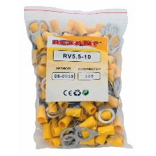 Наконечник кольцевой изолированный Rexant ø 10.5 мм 4-6 мм² (НКи 6.0-10/НКи5,5-10) желтый