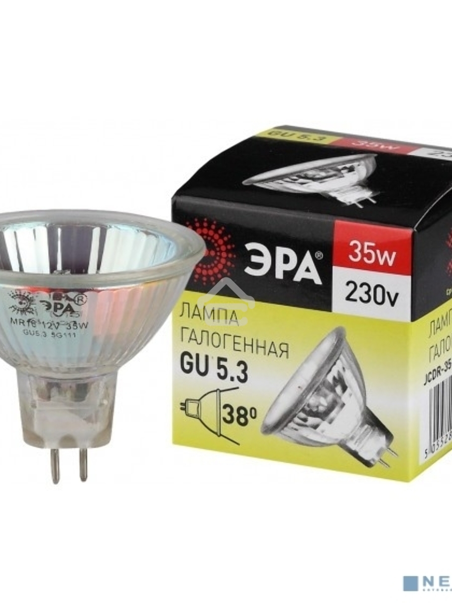 Лампа галогенная ЭРА GU5.3-JCDR (MR16) -35W-230V-Cl(10/200/6000)