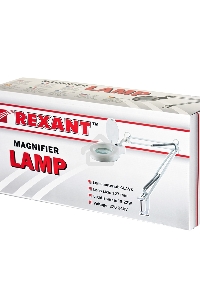 Лупа на струбцине круглая настольная REXANT 3Х с подсветкой, белая 31-0001