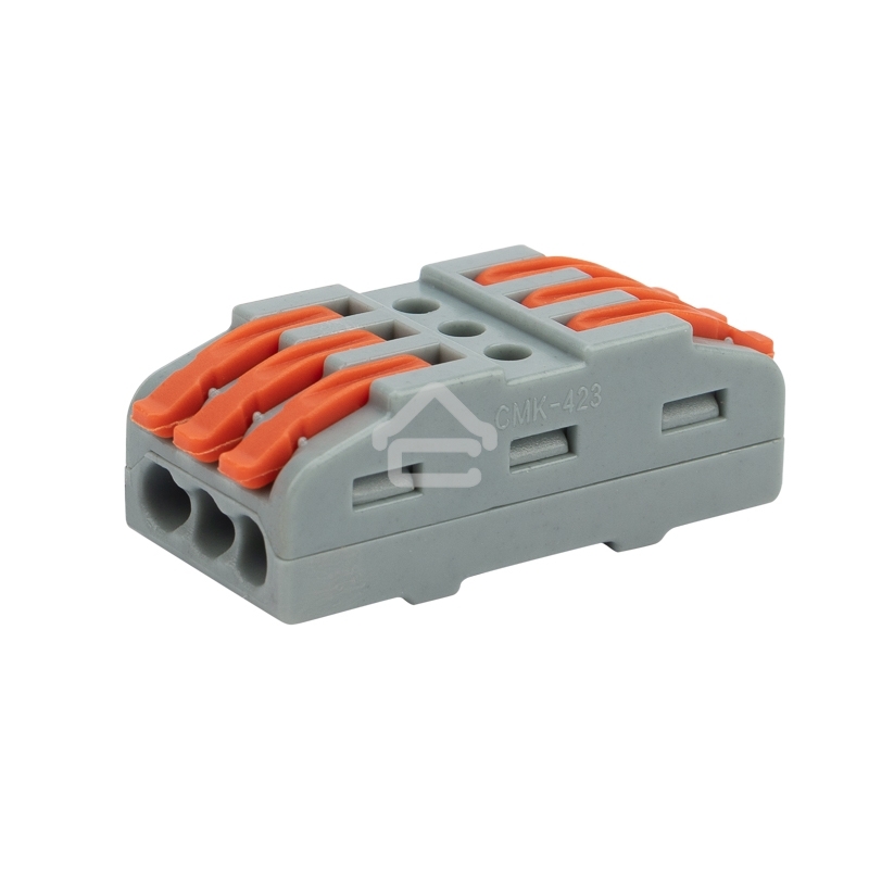 Клемма СМК Rexant 222-423 проходная 3 полюса (0,08-4 мм²), серая (5 шт./уп.)