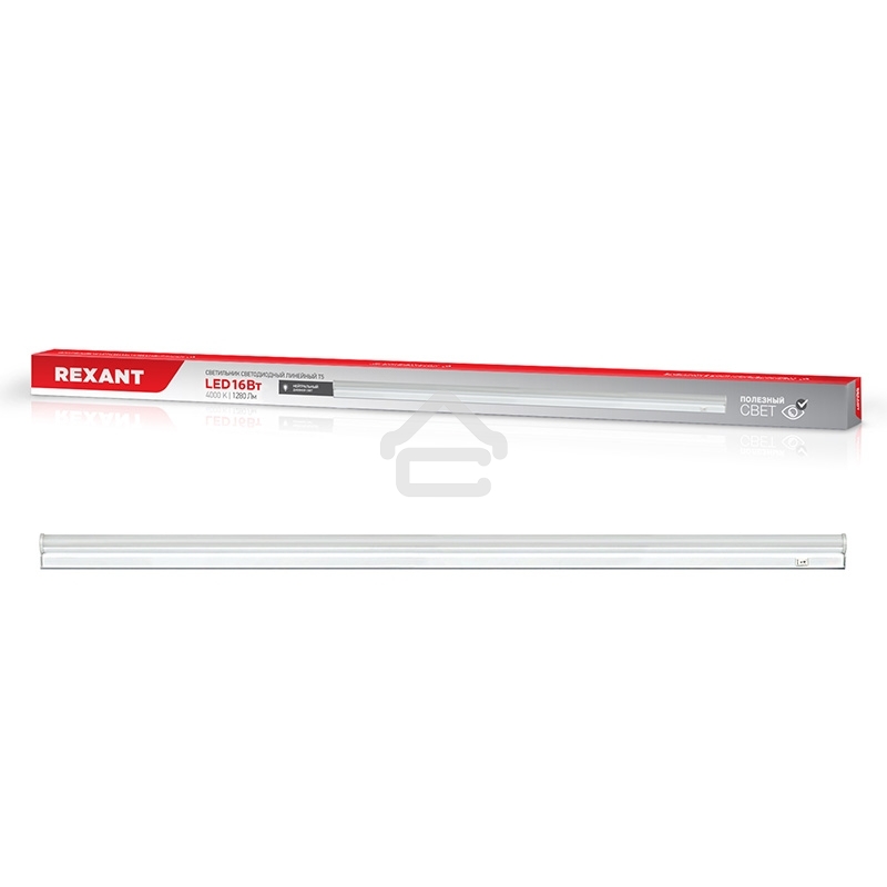 Светильник светодиодный линейный Rexant T5-01 16 Вт 1280 Лм 4000 K IP20 1179 мм с выключателем и соединителем