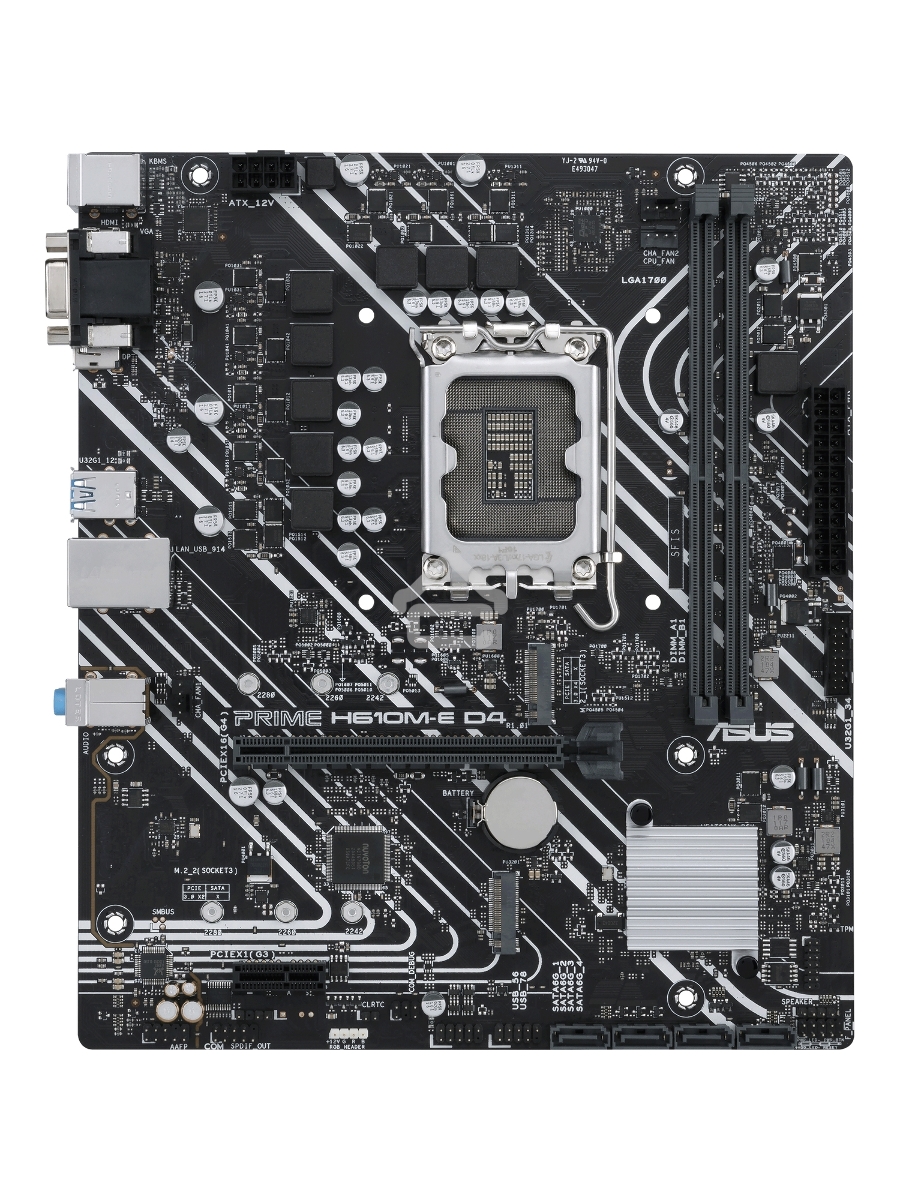 Материнская плата ASUS PRIME H610M-E D4-CSM, LGA 1700, Intel H610, 2xDDR4, 4xSATA, 2xM.2 PCIe 3.0 (x2, x4), 1xPCIe 4.0 x16, 1xPCIe x1, 1xHDMI, 1xDP, 1xVGA, 2xUSB-A 2.0, 2xUSB-A 3.2 Gen 1, 1x 1Gb LAN, 3x3.5 мм, 7.1, mATX