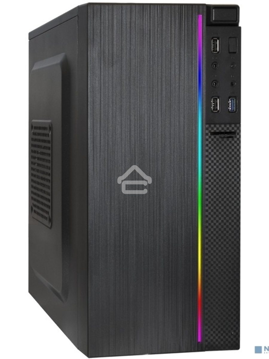 Компьютерный корпус Minitower ExeGate mEVO-9302-RGB-700W-12 (mATX, БП 700NPX с вент. 12см, 2*USB+1*USB3.0, HD аудио, черный с RGB подсветкой)