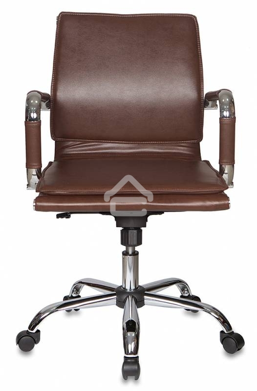 Кресло руководителя Бюрократ CH-993-Low/Brown коричневый, низкая спинка, искусственная кожа, крестовина хромированная