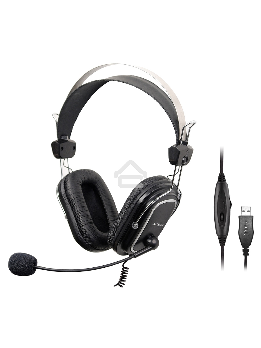 Наушники с микрофоном A4Tech HU-50 черный 2м накладные USB оголовье
