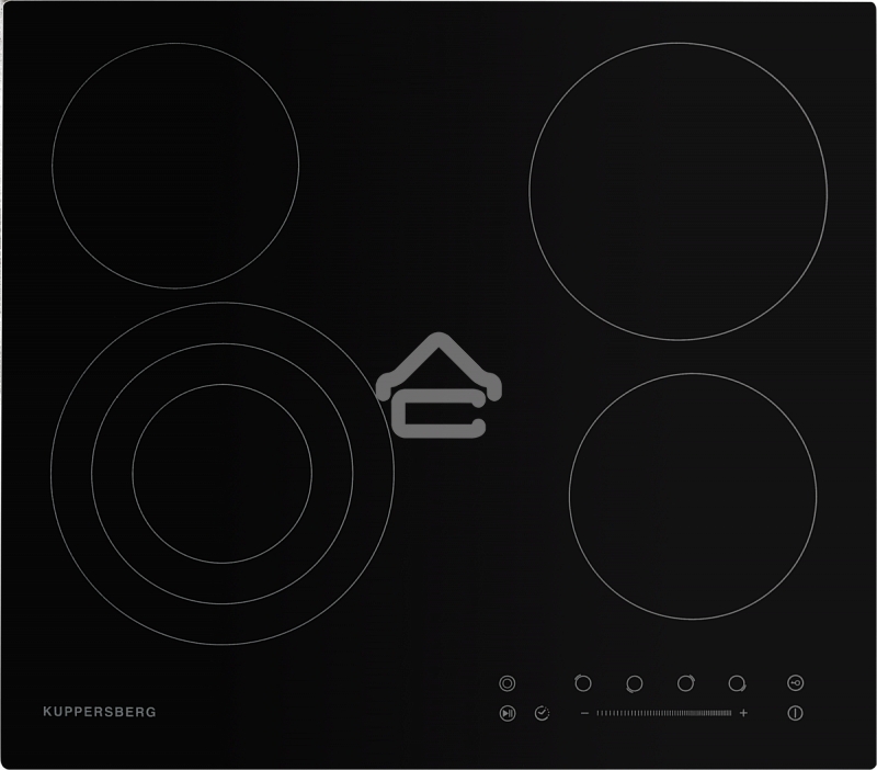 Электрическая варочная панель Kuppersberg ECS 603/ширина 60 см, 4 зоны ускоренного нагрева HI-Light, 1 зона с тройным расширением, сенсорное управление + слайдер, 5 цифровых дисплев, 9 уровней мощности, автоотключение, защита от детей, индикаторы остаточн