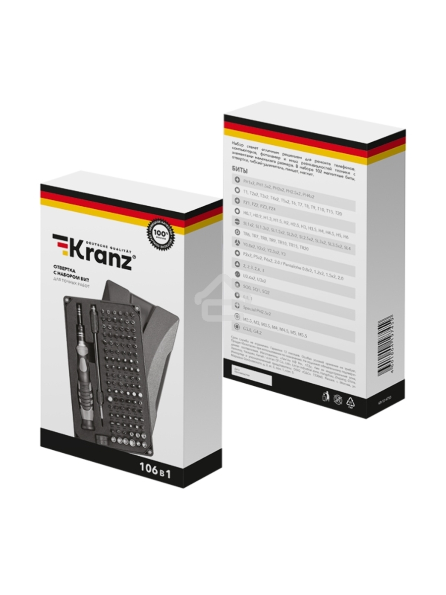 Набор отверток для точных работ KRANZ RA-05, 106 предметов