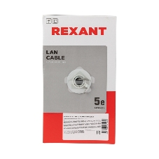 Кабель витая пара Rexant U/UTP, cat.5e, ZH нг(А)-HF, 4PR, 24AWG, внутренний, серый, 305 м