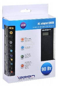 Блок питания Ippon D90U автоматический 90W 15V-19.5V 10-connectors 8A 1xUSB 2.1A от бытовой электросети LСD индикатор