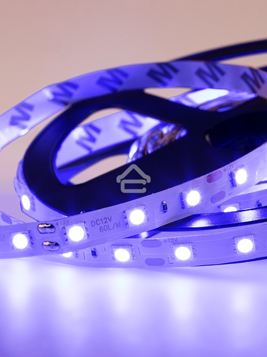 Лента LED открытая, 10 мм, IP23, SMD 5050, 60 LED/m, 12 V, цвет свечения синий