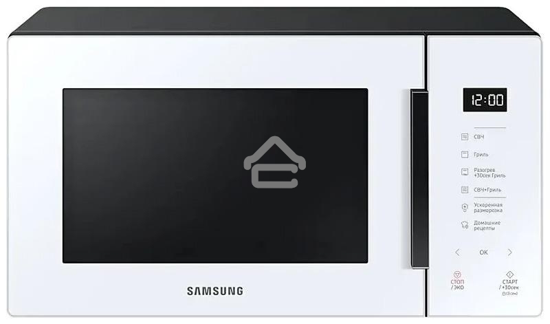 Микроволновая печь Samsung MG23T5018AW/BW белый, 23 л, 800 Вт, переключатели - сенсор