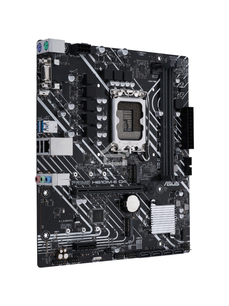 Материнская плата ASUS PRIME H610M-E D4-CSM, LGA 1700, Intel H610, 2xDDR4, 4xSATA, 2xM.2 PCIe 3.0 (x2, x4), 1xPCIe 4.0 x16, 1xPCIe x1, 1xHDMI, 1xDP, 1xVGA, 2xUSB-A 2.0, 2xUSB-A 3.2 Gen 1, 1x 1Gb LAN, 3x3.5 мм, 7.1, mATX