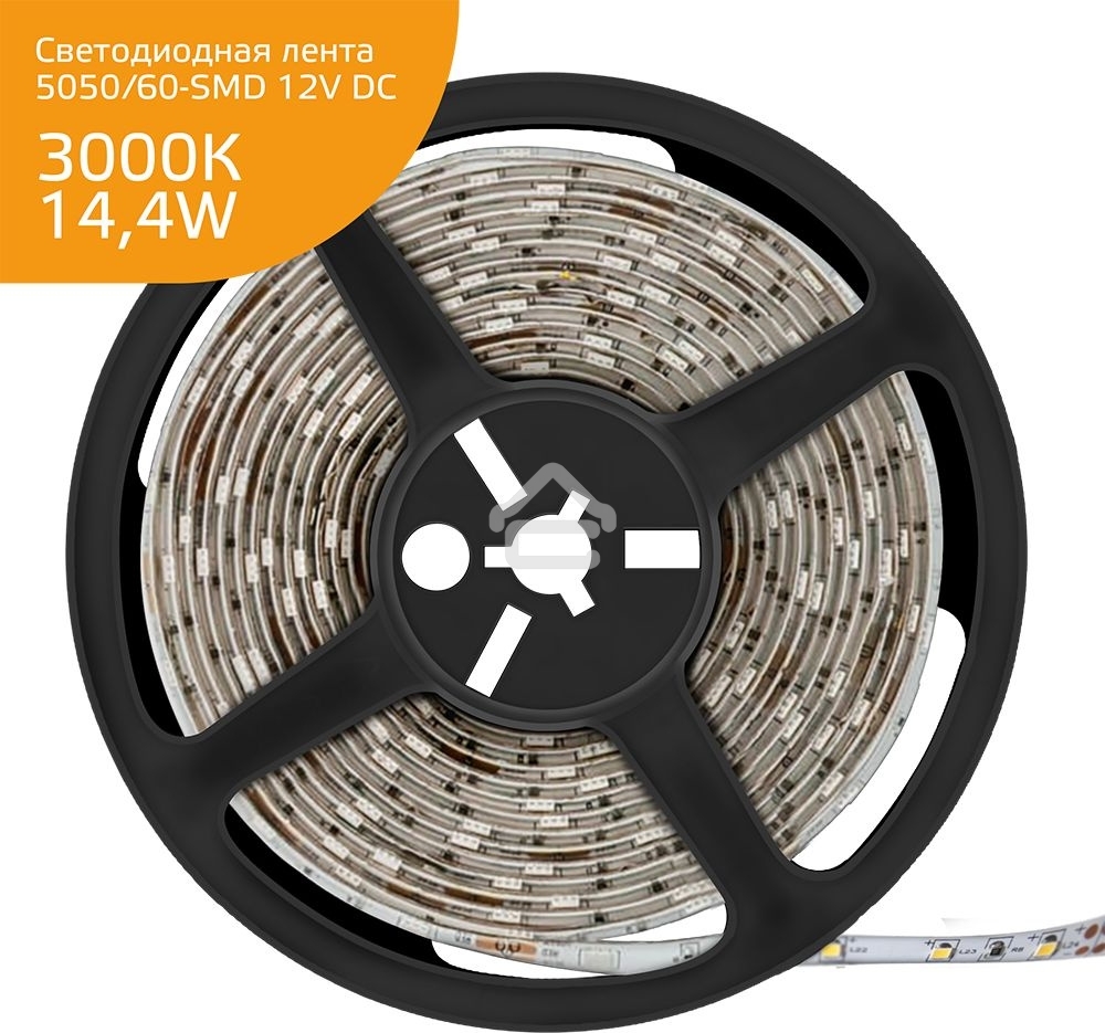 Лента светодиодная Gauss LED Elementary 5050/60-SMD 14.4W 12V DC теплый белый IP20 (ZIP Bag 5м)