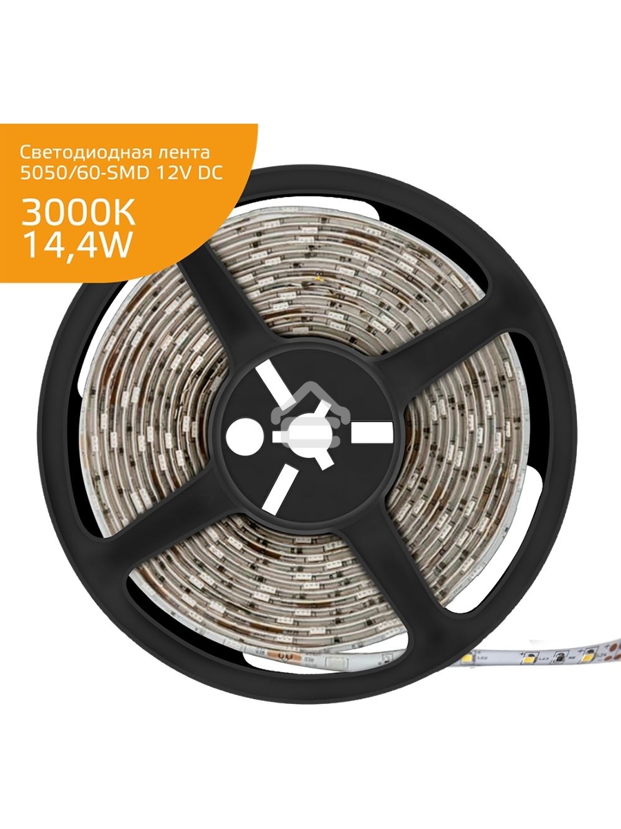 Лента Gauss LED Elementary 5050/60-SMD 14.4W 12V DC теплый белый IP20 (ZIP Bag 5м)