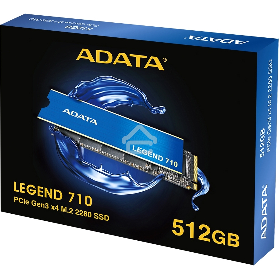 Накопитель SSD ADATA LEGEND 710, 512Gb, PCIe 3.0 x4, M.2 2280, NVMe, R/W 2400/1600, с радиатором