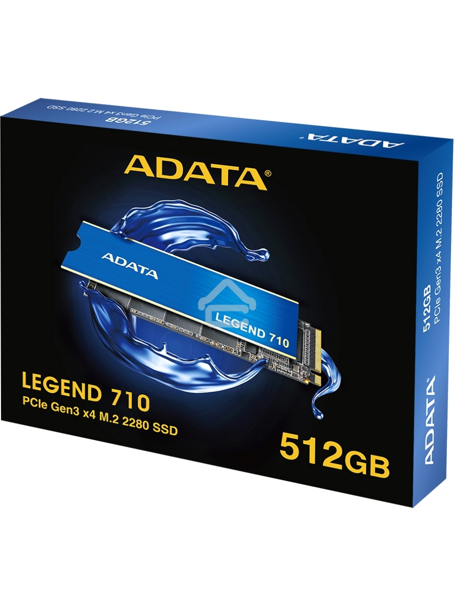 Накопитель SSD ADATA LEGEND 710, 512Gb, PCIe 3.0 x4, M.2 2280, NVMe, R/W 2400/1600, с радиатором