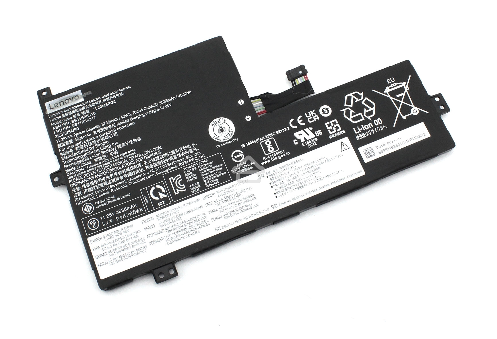 Аккумуляторная батарея для Lenovo IdeaPad 3 Chrome 15IJL6 15IJL7 (L20M3PG0) 11.52V 47Wh