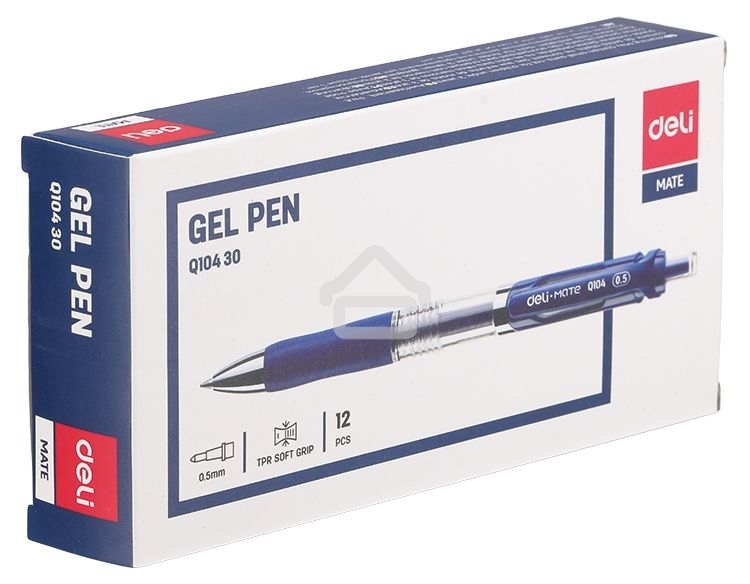 Ручка гелевая Deli Mate EQ10430 автоматическая, 0.5мм, резиновая манжета, прозрачный, синие чернила