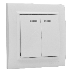 Выключатель 2-клавишный СП с индикатором,10А, белый EKF Basic Минск