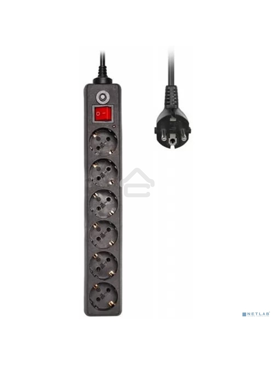 Сетевой фильтр Buro 600SH-1.8-B 1.8м (6 розеток) черный (коробка)