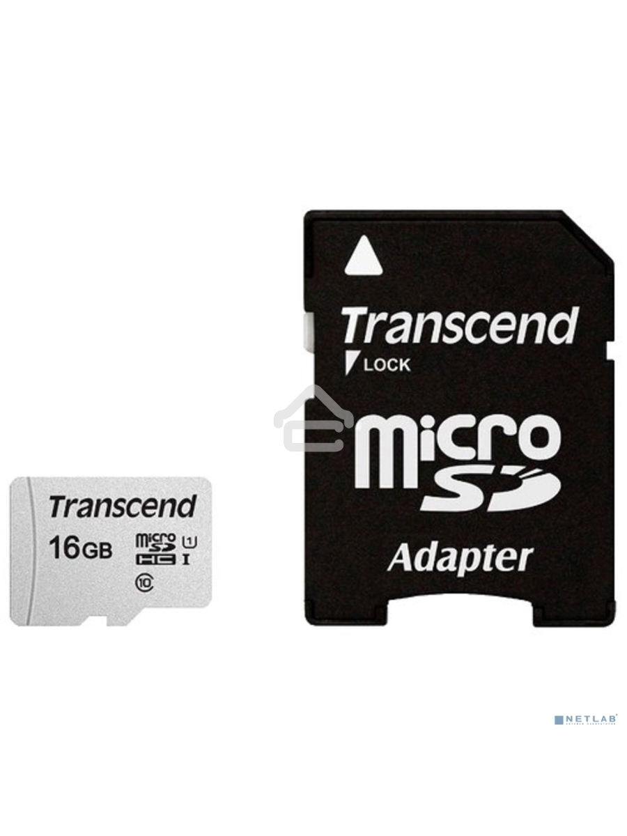 Флеш карта Micro SecureDigital 16Gb TranscendTS16GUSD300S-A{MicroSDHC Class 10 UHS-I, SD adapter}