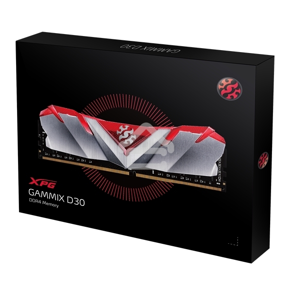 Оперативная память XPG Gammix D30, DDR4, 16GB (1x16GB), 3200MHz, CL16, UDIMM, с радиатором, красный
