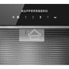 Встраиваемая вытяжка Kuppersberg, 52 см, мощность рециркуляции 650 м3/ч, мощность отвода 1300 м3/ч, сенсорное управление, таймер, турборежим, угольный фильтр KF-ES (доп. Опция), уровень шума 46 дБ, черный