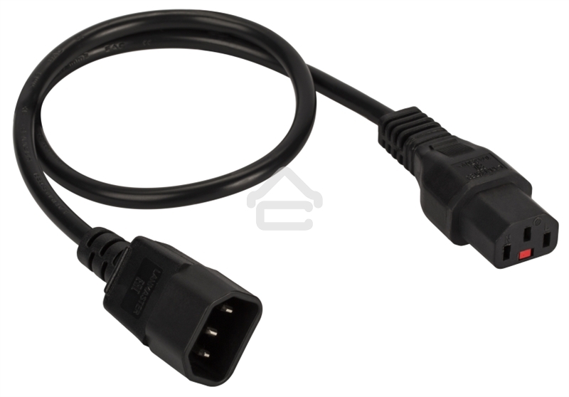 Шнур питания Lanmaster с блокировкой C13-C14, 3х0.75, 220В, 10А, черный, 3 метра