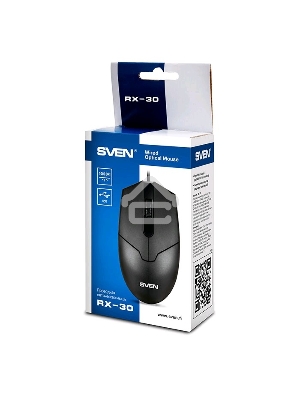Мышь проводная SVEN RX-30 черный, 1000 dpi, USB, кнопки - 3